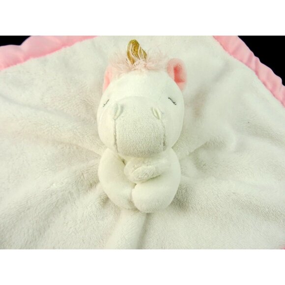 Carters Pink Unicorn Lovey Silky Fabric Baby Security Blanket Plush Toy - Picture 4 of 9